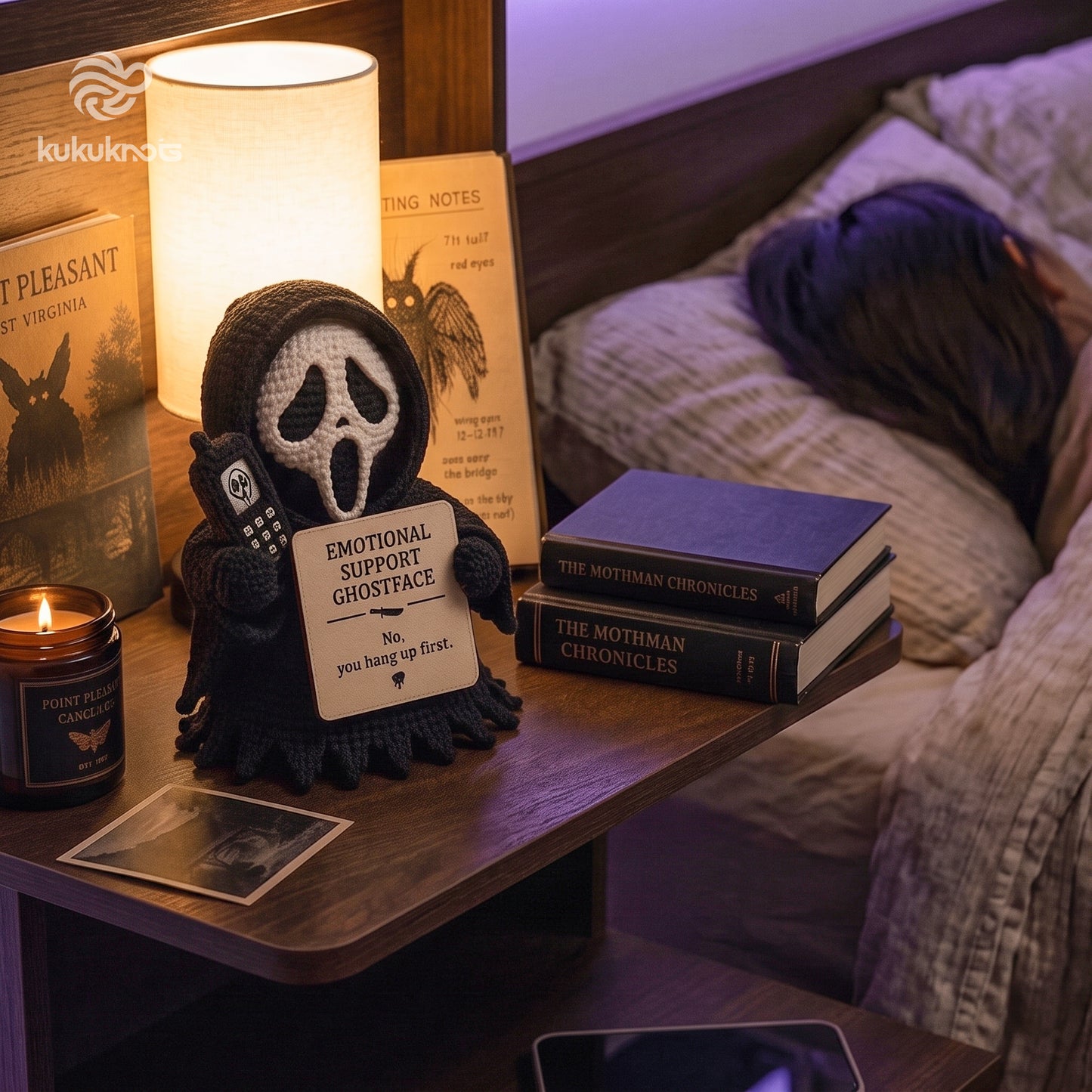 Emotional Support Ghost Face Crochet Doll
