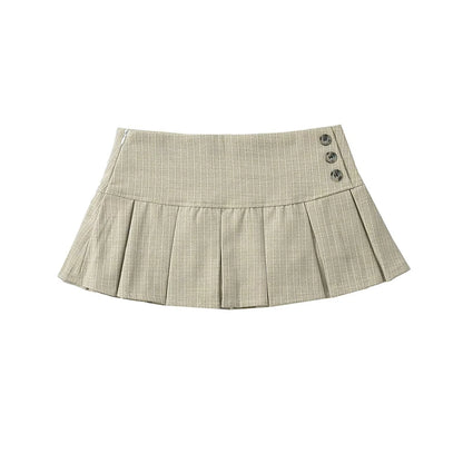 YENKYE  American Retro Pleated Mini Skirt Women Sexy Low Waist Summer Skirts Cool Girl Y2K saia