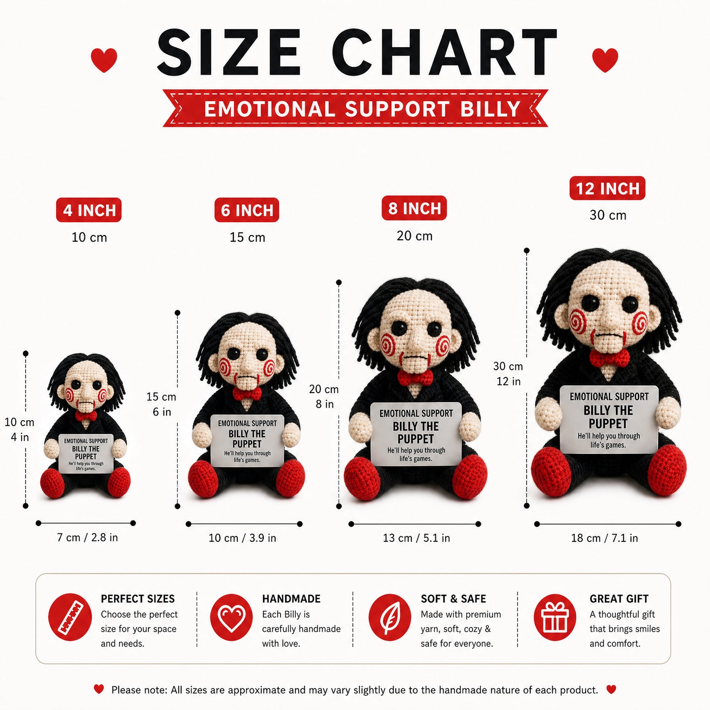 Emotional Support Billy The Puppet Crochet Doll