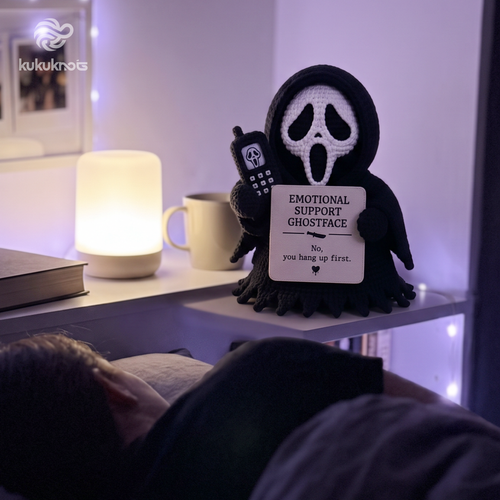 Emotional Support Ghost Face Crochet Doll