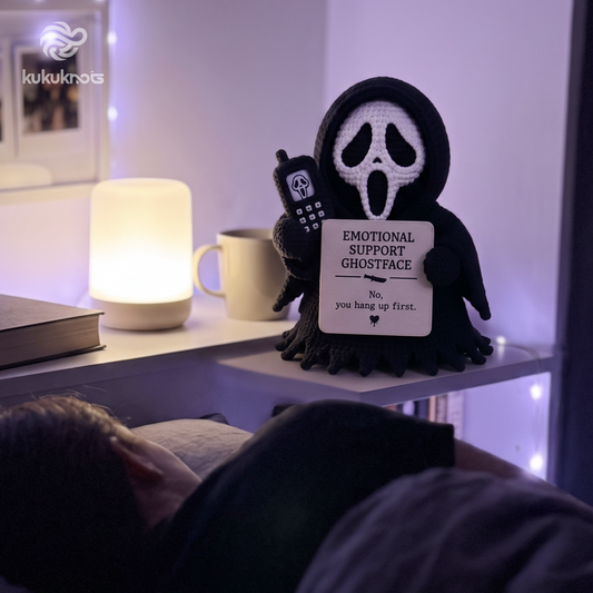 Emotional Support Ghost Face Crochet Doll