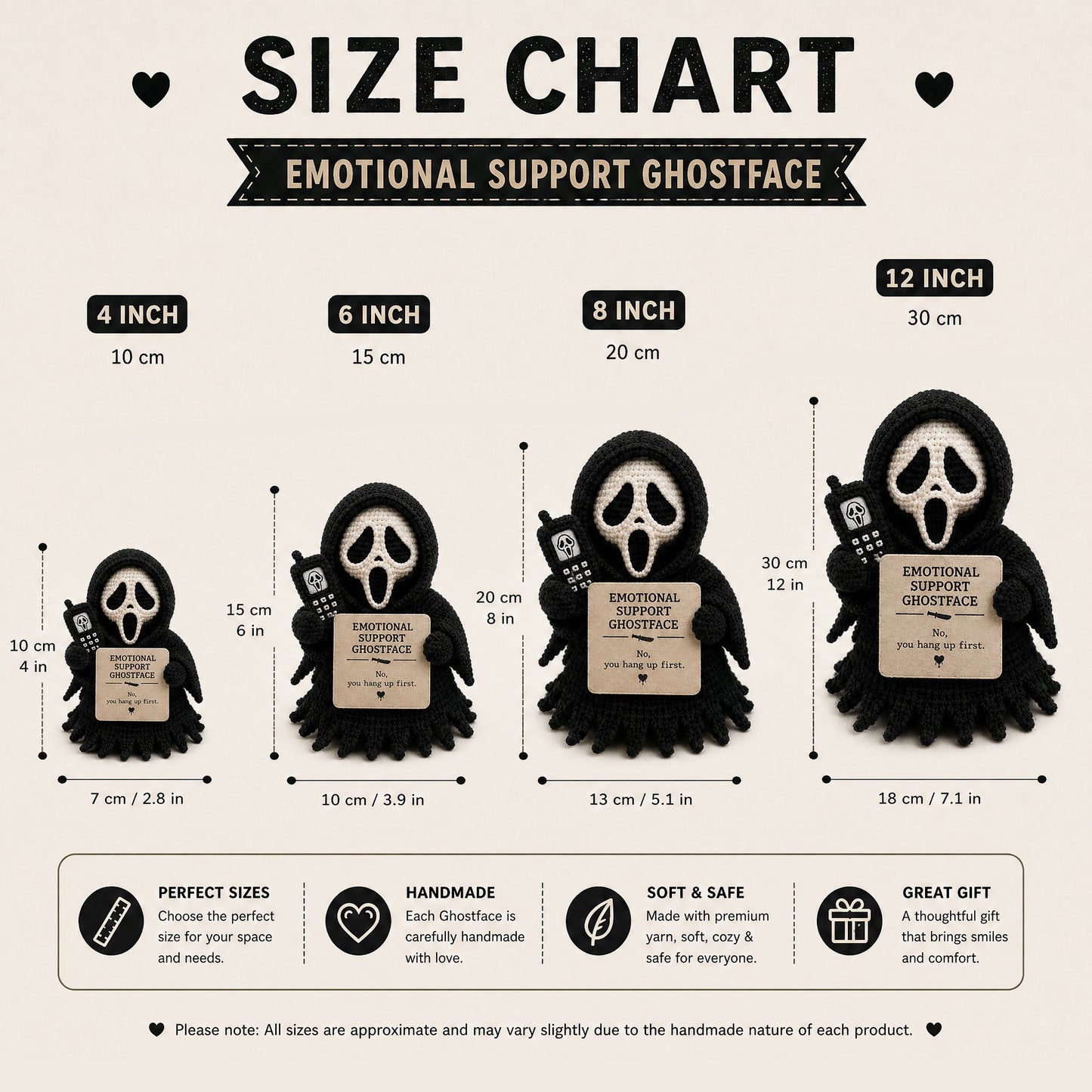 Emotional Support Ghost Face Crochet Doll