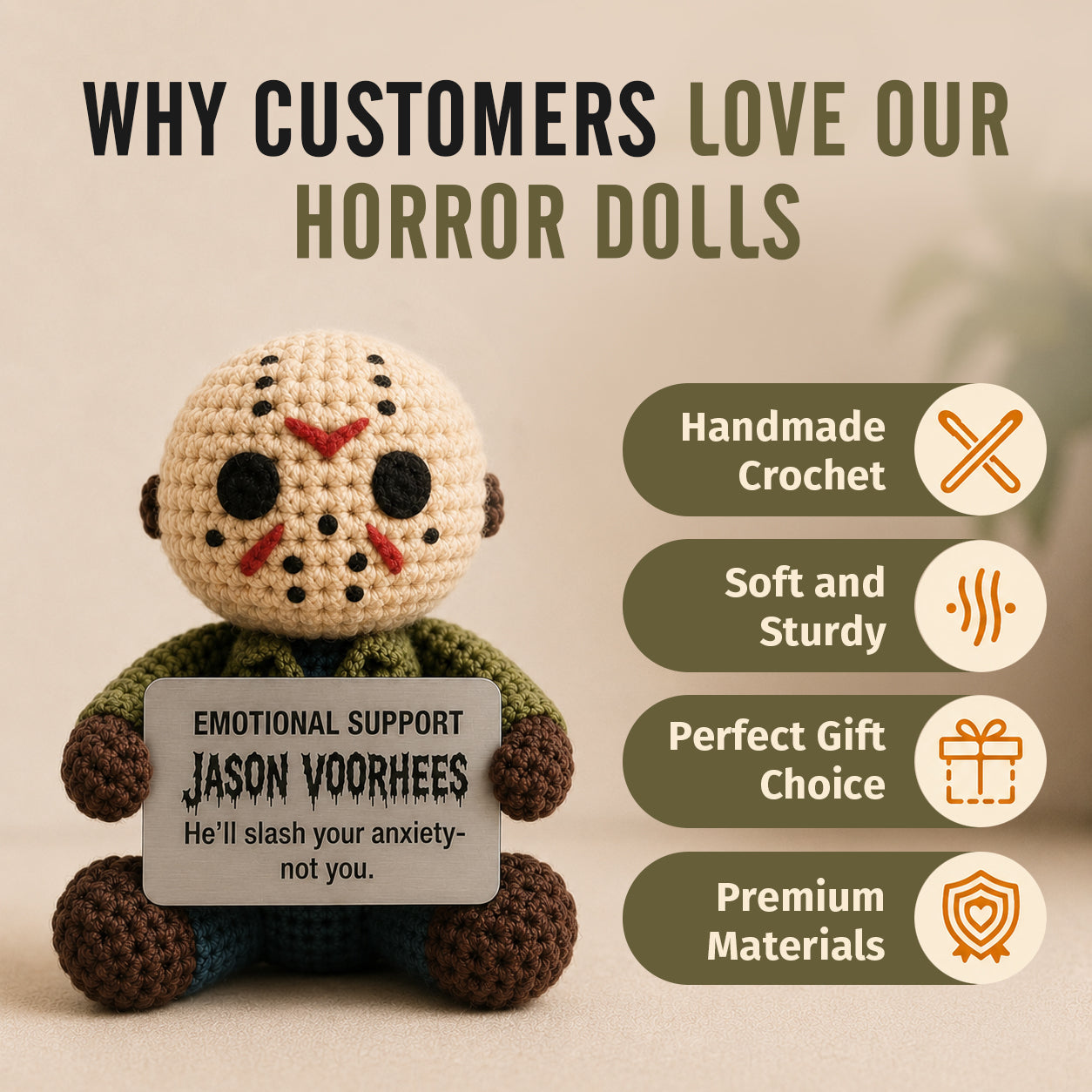 Emotional Support Jason Voorhees Crochet Doll