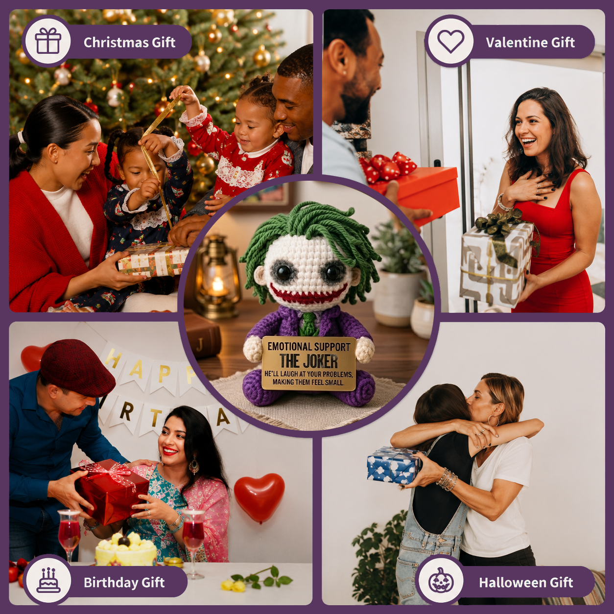 Emotional Support Joker Crochet Doll